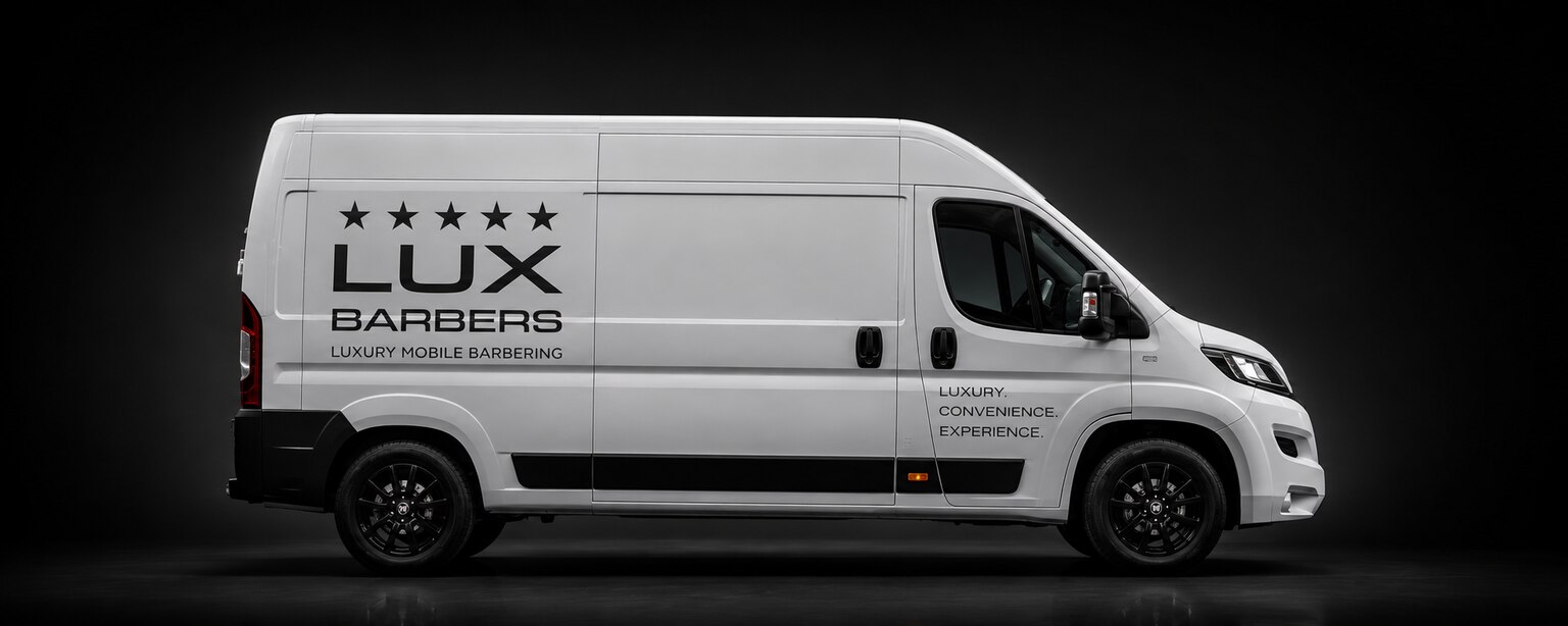 The Lux Barbers luxury mobile barbering van, studio profile